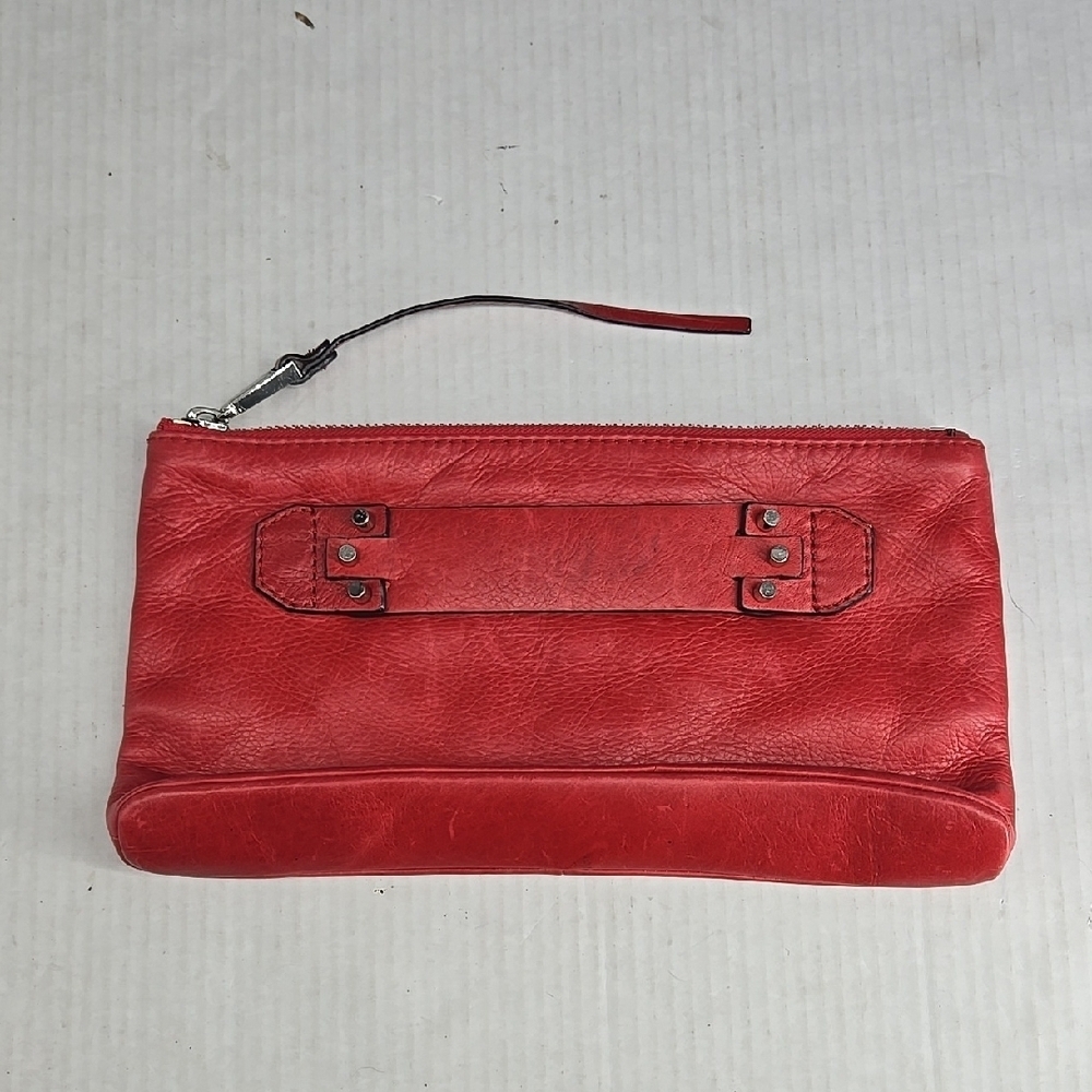 She + lo Red Leather Clutch Wristlet